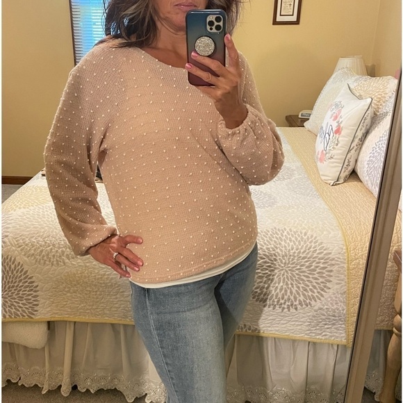 Pink Swiss Dot Sweater - Picture 3 of 11